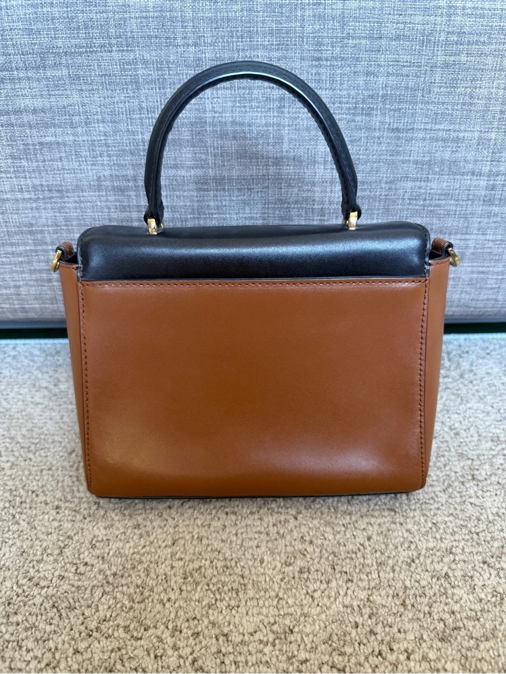 Michael Kors Colorblock Leather Top-Handle Satchel in Black/Cream/Tan